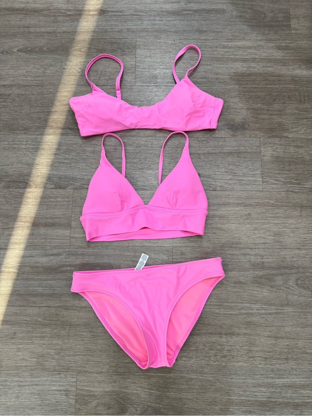 aerie HOT Pink Bikini - 3 pieces; two tops; one bottom